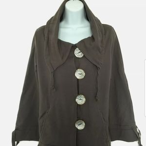 Neon Buddha Jacket Cardigan Blazer Sz Medium EUC Grey Wood Buttons